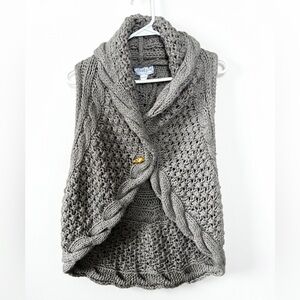 Mud Pie Taupe Knit Cowl Sweater Vest